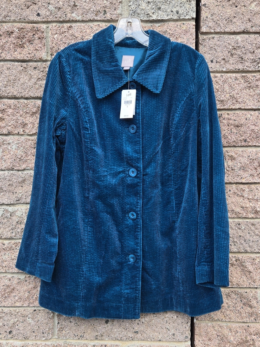 J. Jill Teal Blue Corduroy Button Jacket
